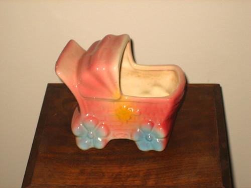 Vintage glazed pottery pink - vintage,
